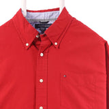 Tommy Hilfiger 90's Plain Long Sleeve Button Up Shirt XLarge Red