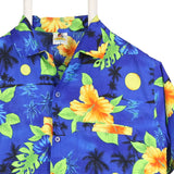 Rima 90's Hawaii Short Sleeve Button Up Shirt Small Blue