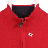 Nautica 90's Quarter Zip Knitted Jumper / Sweater XLarge Red