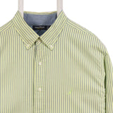 Nautica 90's Long Sleeve Button Up Striped Shirt XLarge Green