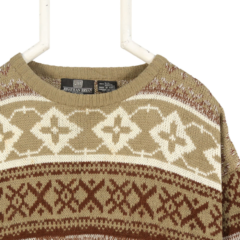 Jonathan bryan 90's Cable Knitted Crewneck Jumper / Sweater Large Beige Cream