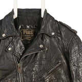 Genuine Leather 90's Biker Jacket Genuine Leather Zip Up Leather Jacket Small (missing sizing label) Black