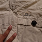 Adidas Full Zip Up Puffer Jacket Women's Small Beige Cream