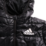 Adidas Hooded Full Zip Up Puffer Jacket Womens Small (missing sizing label) Black