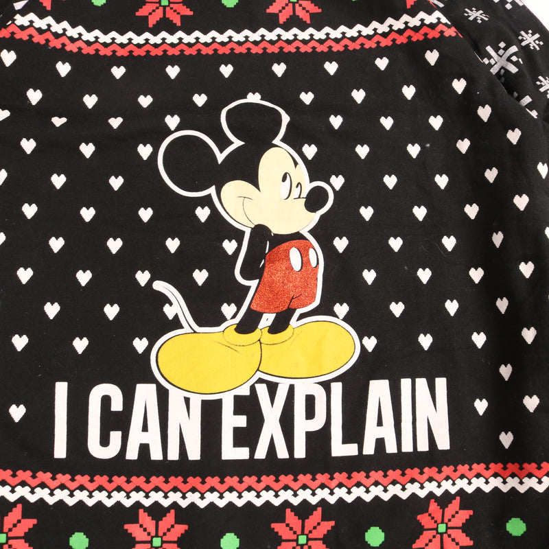 Disney  Mickey Mouse Christmas Crewneck Sweatshirt Medium Black