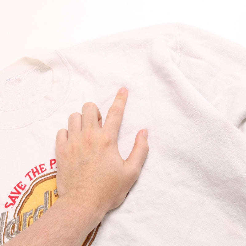 Hard Rock Cafe  Houston Heavyweight Crewneck Sweatshirt Small (missing sizing label) White