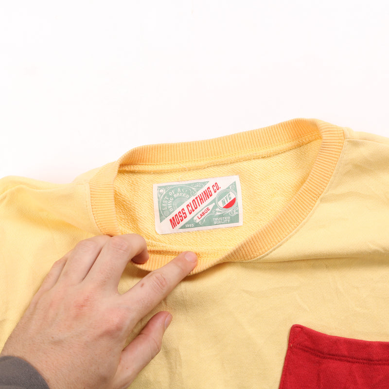 Moss Clothing  Pocket Heavyweight Crewneck Sweatshirt Large Yellow