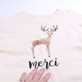 Brandy  Merci Deer Heavyweight Crewneck Sweatshirt Small Beige Cream