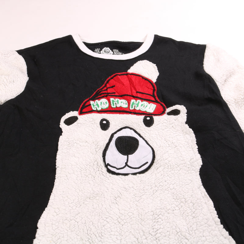 America Rag  Ho Ho Ho Polar Bear Sweatshirt Small White