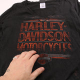 Harley Davidson  Spellout Long Sleeve Crewneck T Shirt Large Black