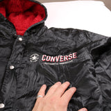 Converse Back Print Full Zip Up Puffer Jacket Women's Medium (missing sizing label) Black