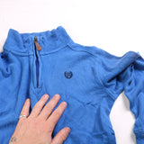 Chaps Ralph Lauren  Quarter Zip Ribbed Knitted Jumper / Sweater Small Blue
