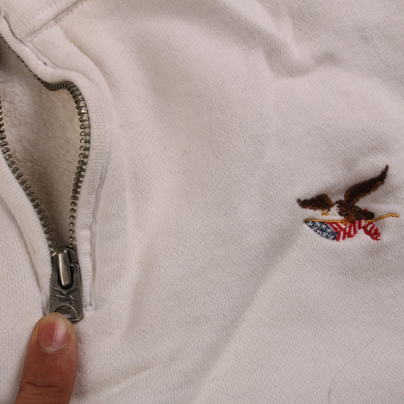 American Eagle  Eagle Quarter Zip Sweatshirt XLarge White