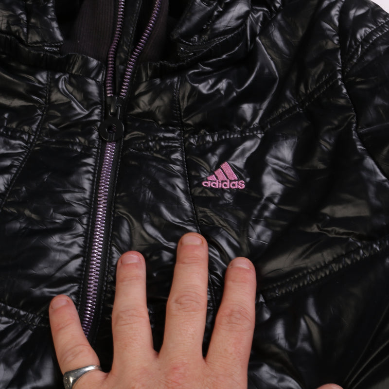 Adidas Full Zip Up Puffer Jacket Women's Small Black