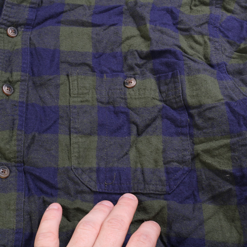 Blue Mountain  Check Lumberjack Long Sleeve Button Up Shirt XLarge Navy Blue