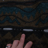 Behdad  Coogi Style Pattern Knitted Jumper / Sweater Medium (missing sizing label) Brown
