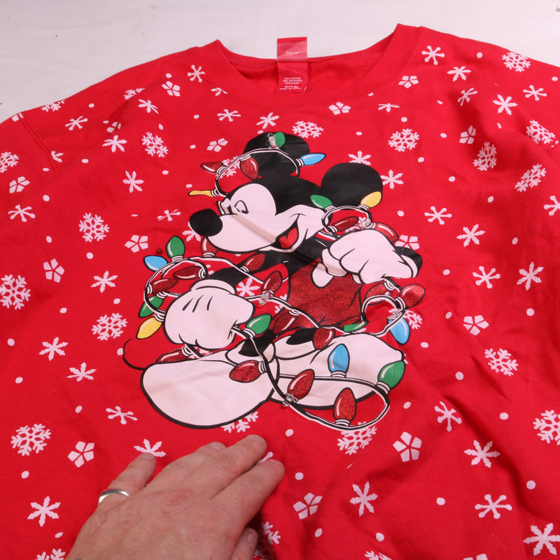 Disney Christmas Mickey Mouse Sweatshirt Women's Medium Red