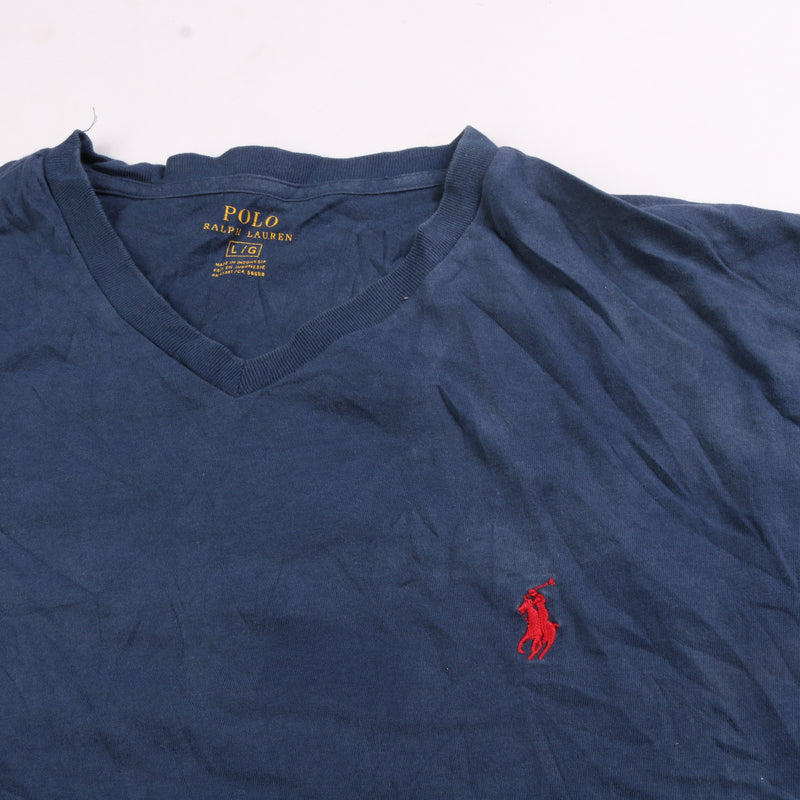 Ralph Lauren  Short Sleeve V Neck T Shirt Large Blue