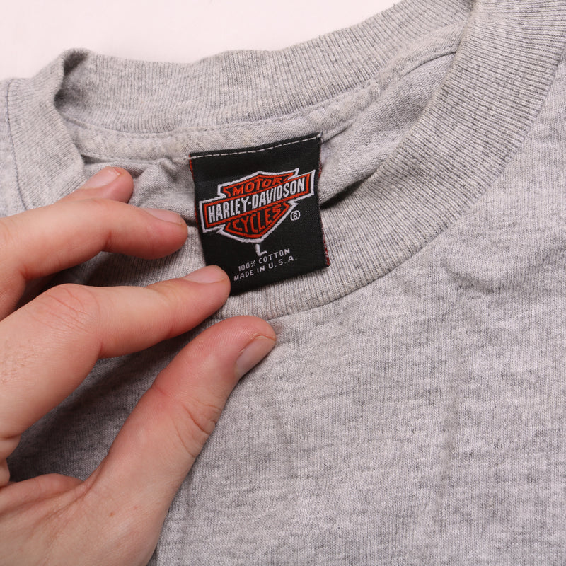 Harley Davidson  Back Print Short Sleeve T Shirt Large Grey