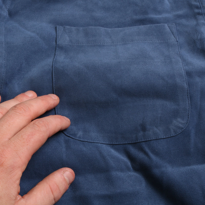 LE 31  Plain Long Sleeve Button Up Shirt Large Blue