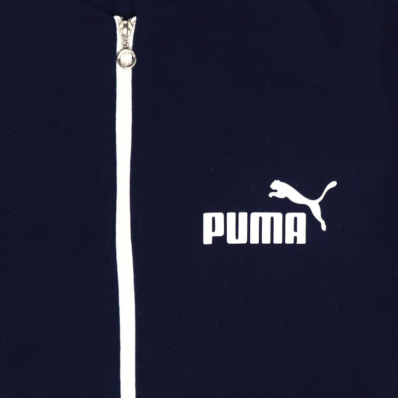 Puma 90's Spellout Hooded Zip Up Hoodie Small (missing sizing label) Blue