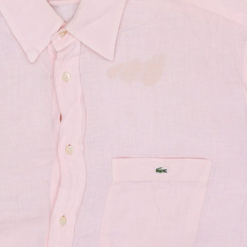 Lacoste 90's Plain Long Sleeve Button Up Shirt Large (missing sizing label) Pink