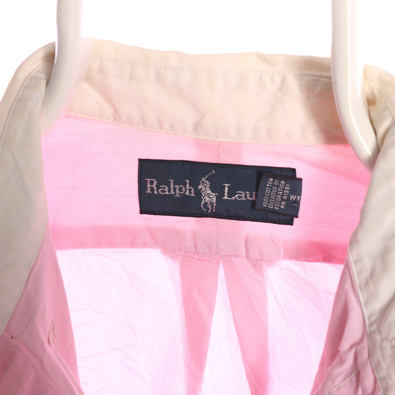 Ralph Lauren 90's Plain Button Up Long Sleeve Shirt Small Pink