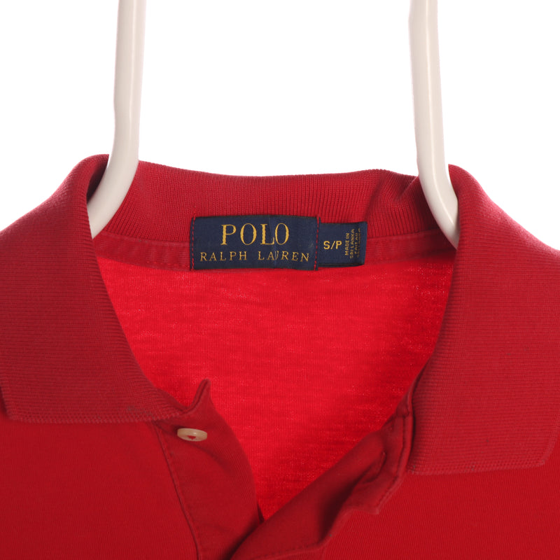 Ralph Lauren 90's Short Sleeve Button Up Plain Polo Shirt Small Red
