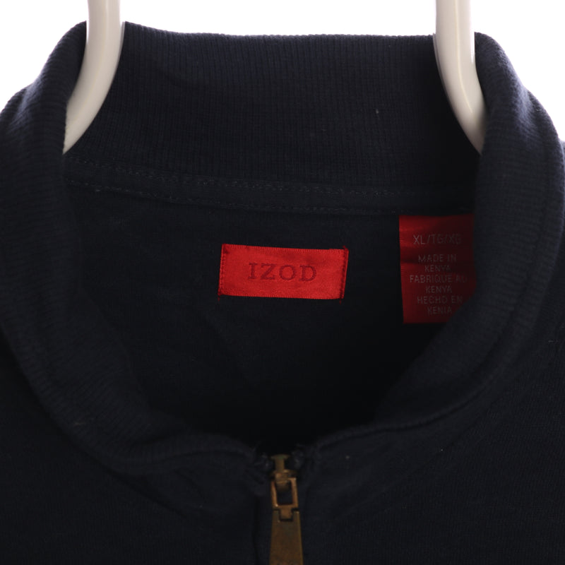 Izod 90's Quarter Zip Cotton Sweatshirt XLarge Navy Blue