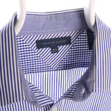 Tommy Hilfiger 90's Striped Long Sleeve Button Up Shirt Small Blue