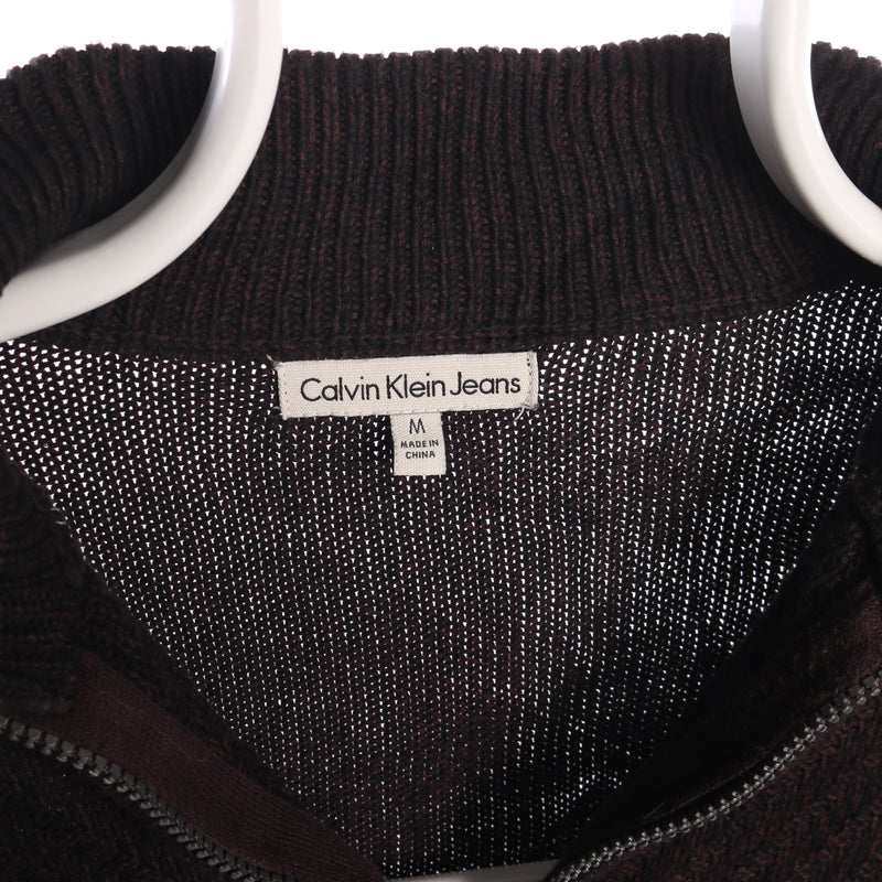 Calvin Klein 90's Quarter Zip Knitted Jumper / Sweater Medium Black
