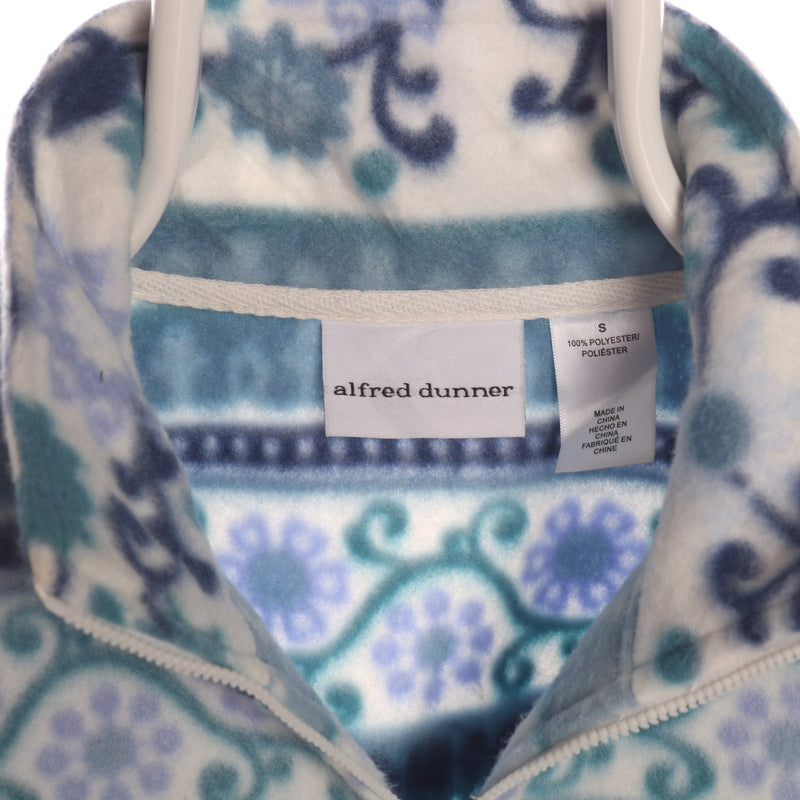 Alfred Dunner 90's Full Zip Up Patterend Jumper Fleece Small Blue