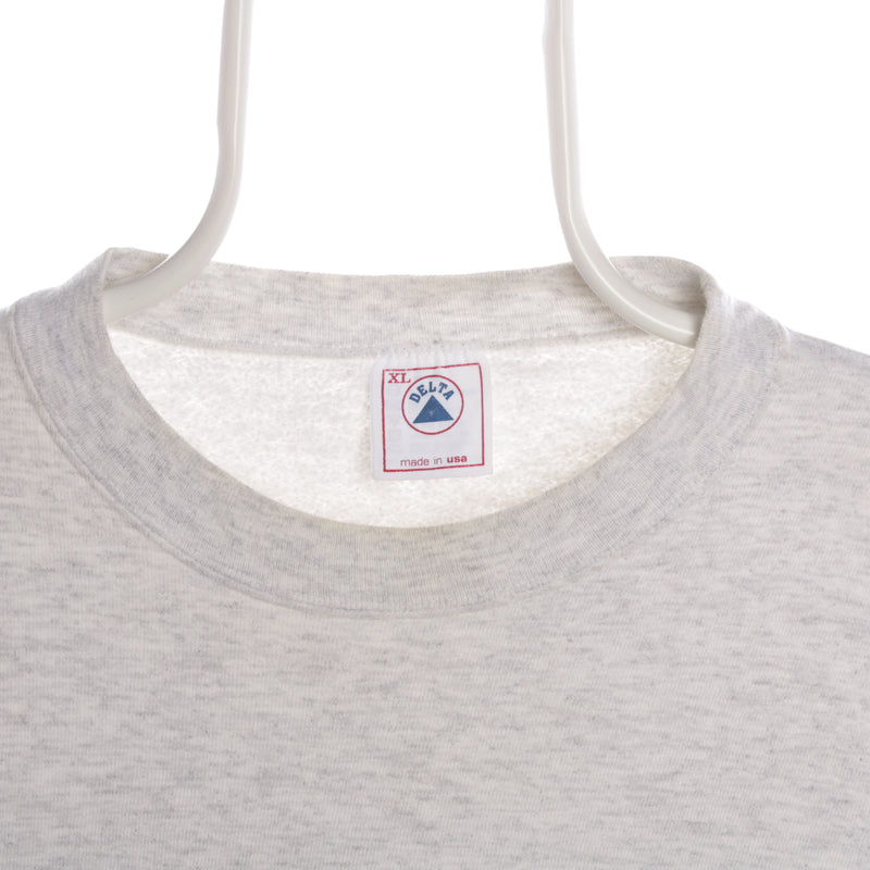 Delta 90's Back Print Crewneck Sweatshirt XLarge Grey