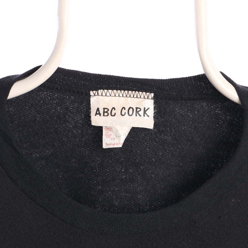 ABC Cork 90's Graphic Spellout Crewneck Sweatshirt XLarge Black