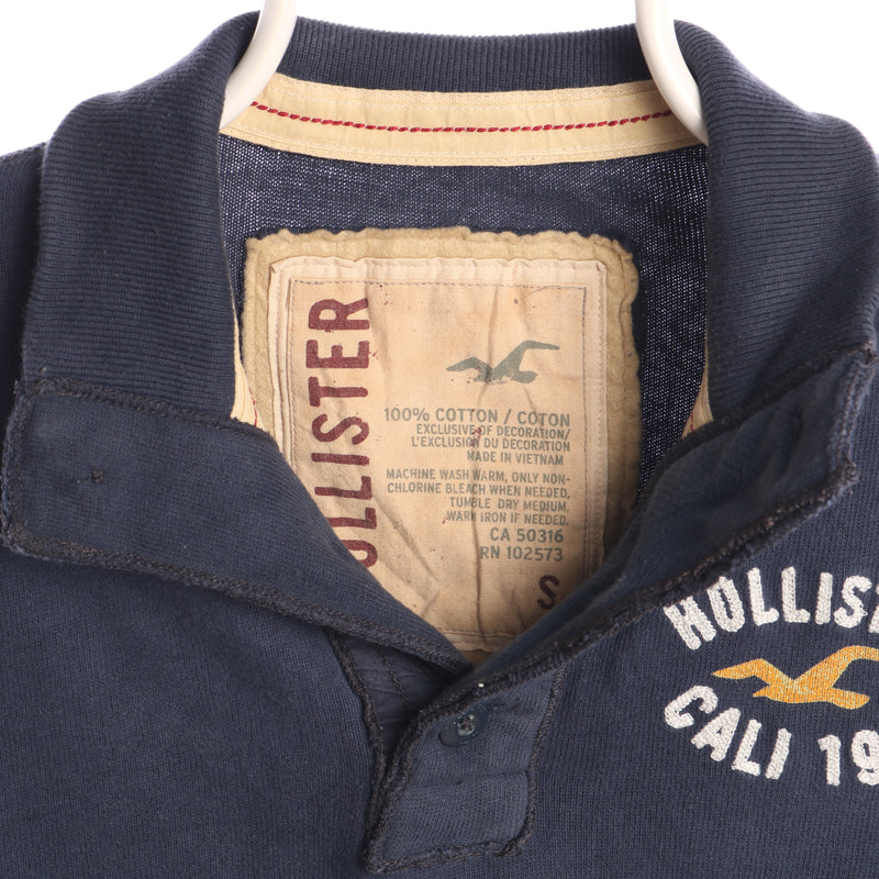 Hollister 90's Quarter Button Sweatshirt Small Navy Blue