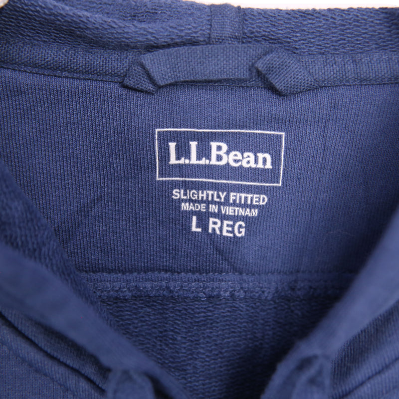 L.L.Bean 90's Full Zip Up Plain Hoodie Large Blue