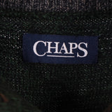 Chaps 90's Knitted Quarter Button Jumper XLarge Green