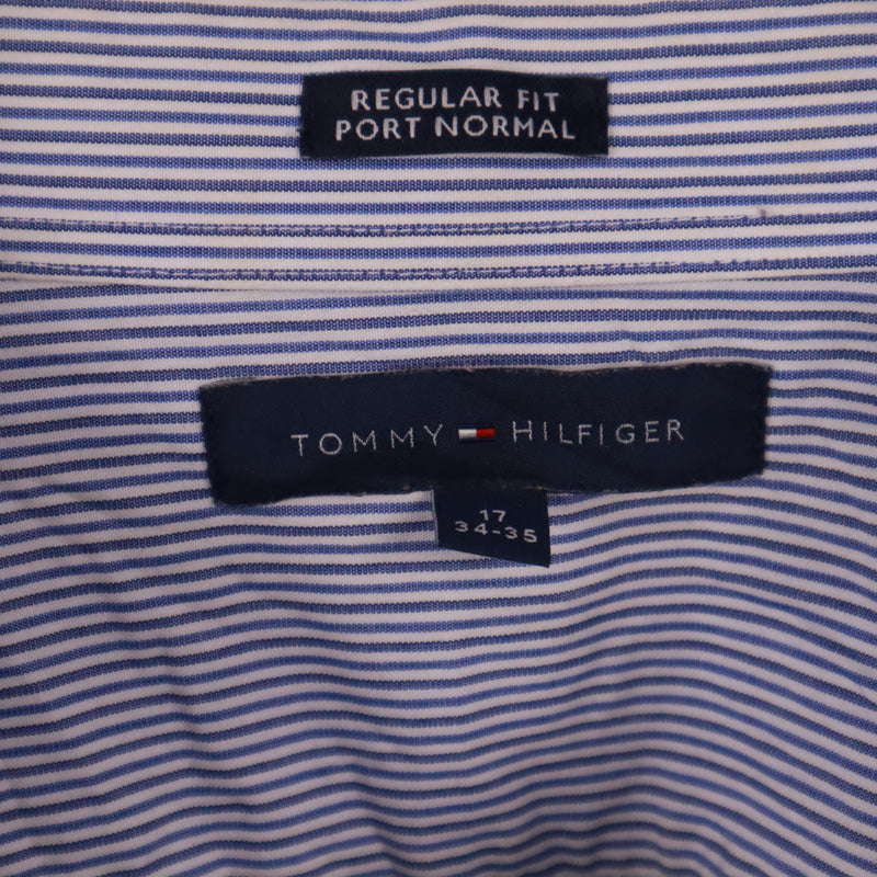 Tommy Hilfiger 90's Long Sleeve Button Up Striped Shirt Large Blue