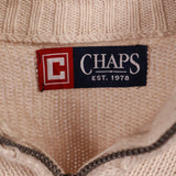 Chaps 90's Knitted Quarter Zip Jumper XLarge Beige Cream