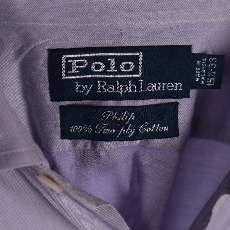 Polo Ralph Lauren 90's Long Sleeve Button Up Plain Shirt Large Purple