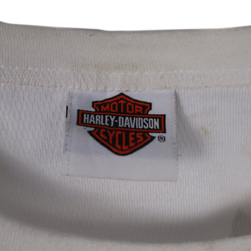 Harley Davidson 90's Long Sleeve Back Print Crewneck T Shirt Large White