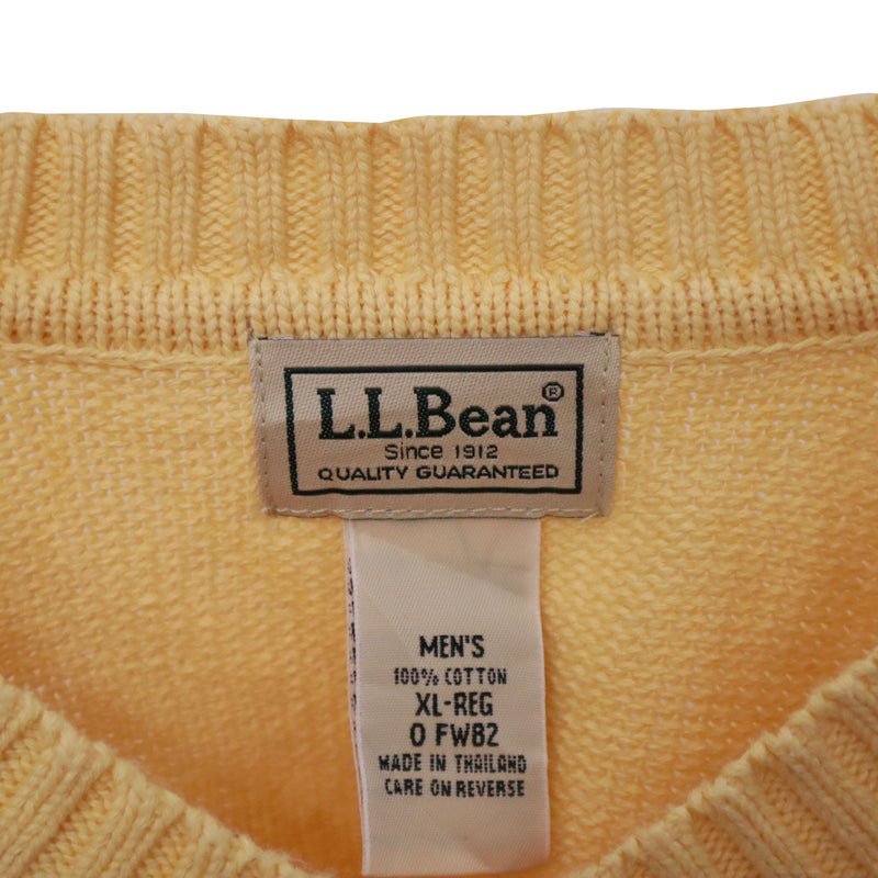 L.L.Bean 90's V Neck Knitted Jumper XLarge Yellow