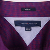 Tommy Hilfiger 90's Plain Long Sleeve Button Up Shirt Large Purple