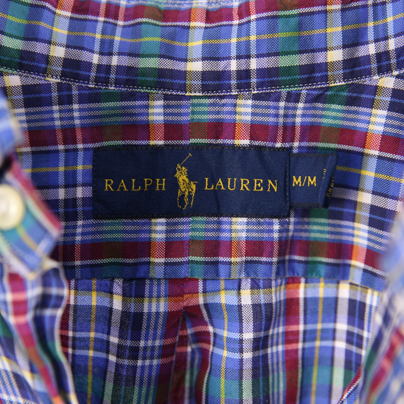 Polo Ralph Lauren 90's Check Long Sleeve Button Up Shirt Medium Blue