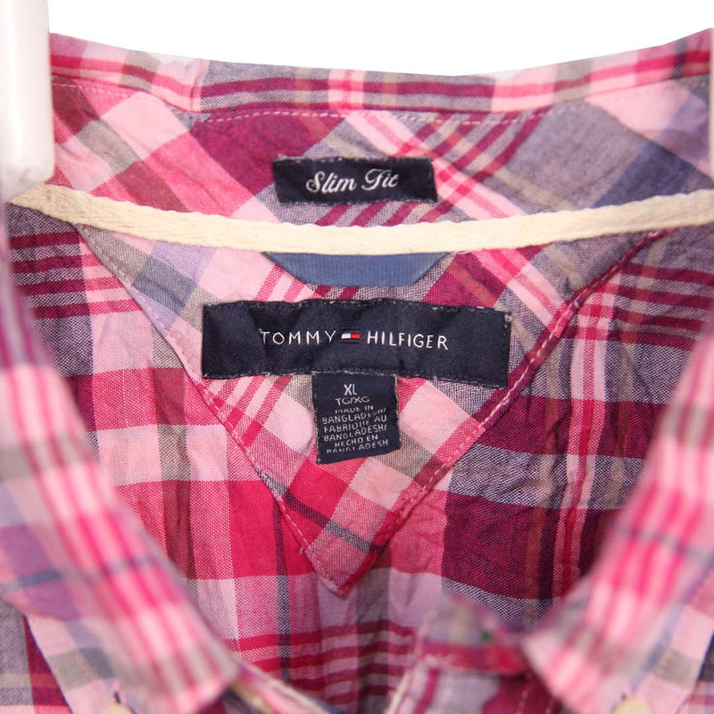 Tommy Hilfiger 90's Tartened lined Check Long Sleeve Button Up Shirt XLarge Pink
