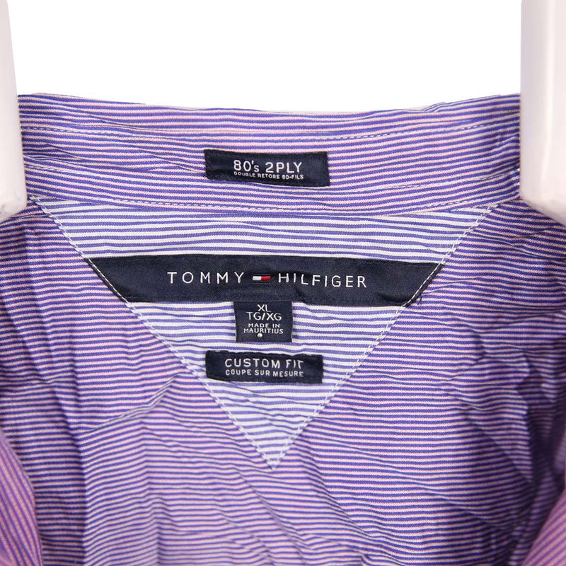 Tommy Hilfiger 90's Button Up Long Sleeve Striped Shirt XLarge Purple