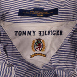 Tommy Hilfiger 90's Striped Long Sleeve Button Up Shirt Large Blue