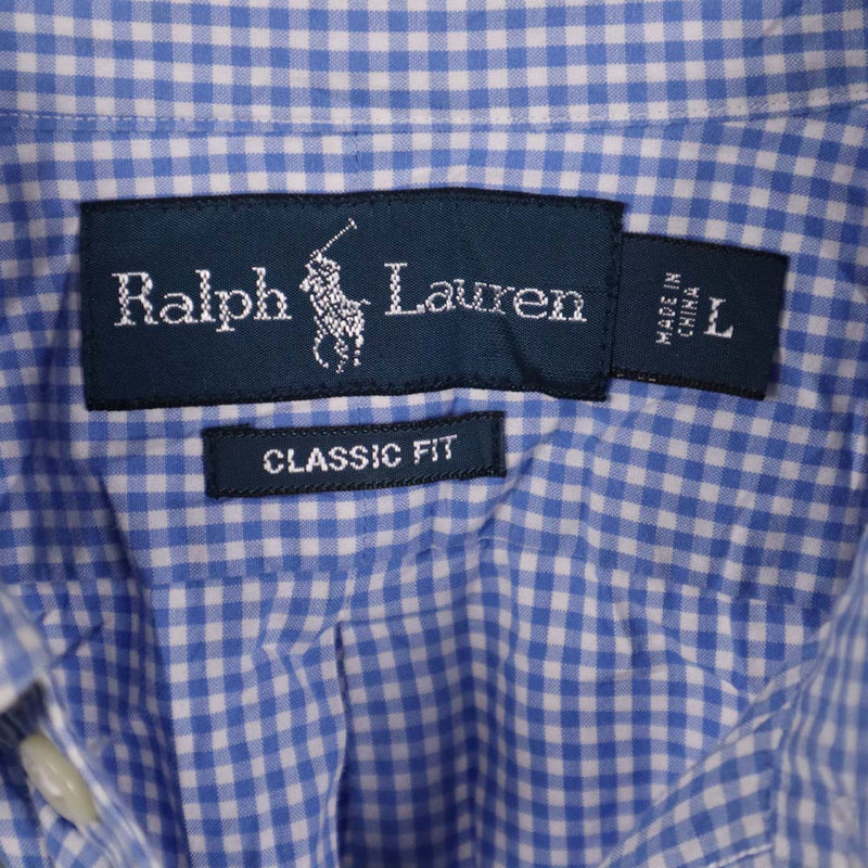 Polo Ralph Lauren 90's small logo Button Up Check Shirt Large Blue