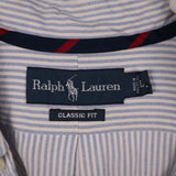 Polo Ralph Lauren 90's Long Sleeve Button Up Striped Shirt Large Blue