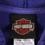 Harley Davidson 90's Spellout Logo Zip Up Hooded Hoodie XSmall Blue